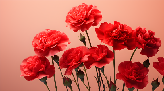 红康乃馨暖色背景摄影图片