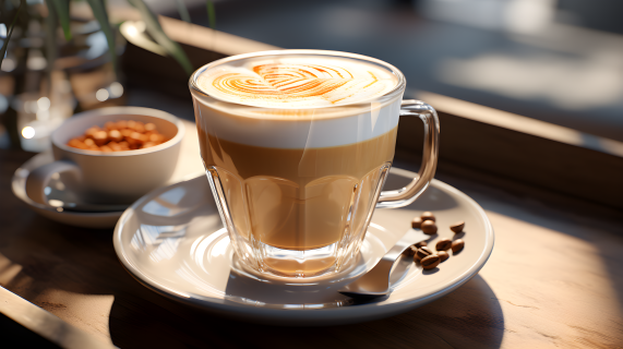 高清细致渲染的拿铁咖啡图片摄影图