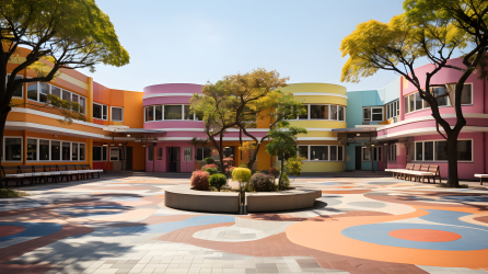幼儿园多彩教学楼建筑摄影图