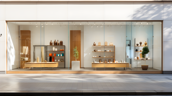 现代明亮店铺窗户展示摄影图片