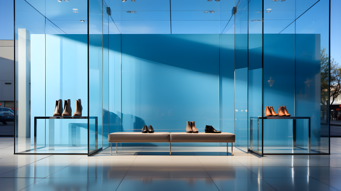 现代整洁明亮店铺窗户摄影图片