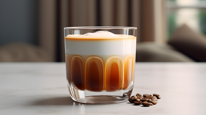 玻璃杯马奇朵摄影图