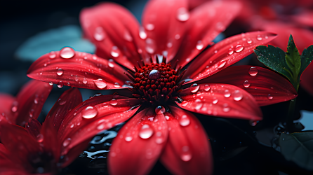 鲜艳的大红色花朵特写摄影图