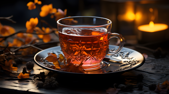 秋日渐浓一杯茶的摄影图