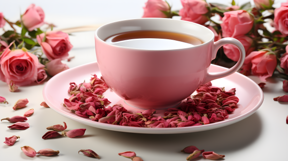 柔光下的玫瑰茶摄影图