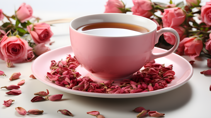 柔光下的玫瑰茶摄影图版权图片下载