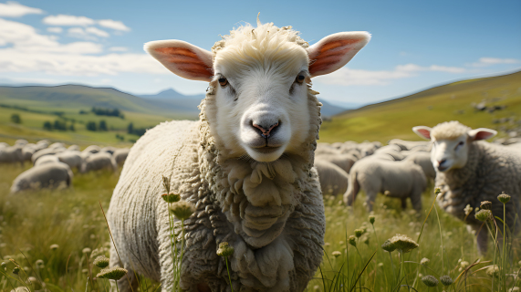 外出吃草的羊群摄影图