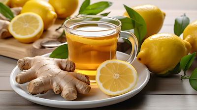 柔光下的高清姜味柠檬茶摄影图
