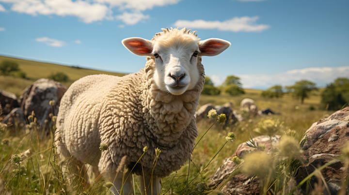 草原上吃草的羊摄影图版权图片下载