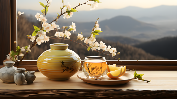 角落温馨木质茶几日式摄影图片