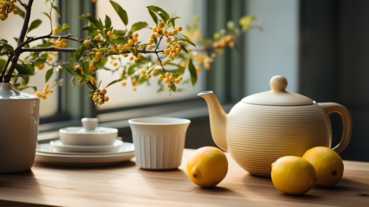 日式木质茶几简约设计温馨色调摄影版权图片下载