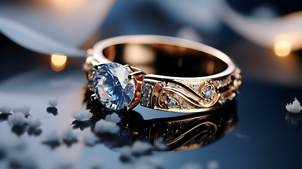 纯净背景钻戒摄影版权图片下载