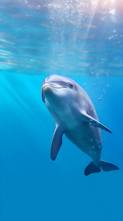 海洋中的大海豚摄影图