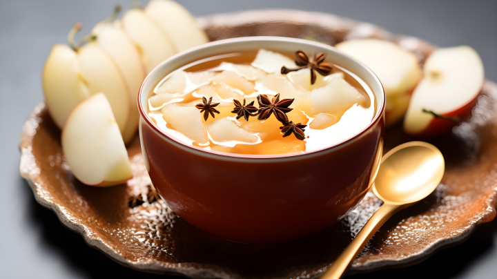 冬季滋补雪梨汤的美食摄影版权图片下载