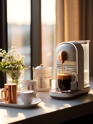 日式极简美咖啡机摄影图片