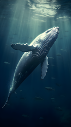 巨鲸在海底游泳的摄影图片