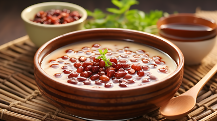 冬季红豆滋补汤的美食摄影图片