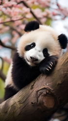 在树上睡觉的可爱熊猫摄影图片