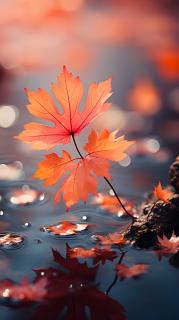 秋季枫叶飞舞的摄影图