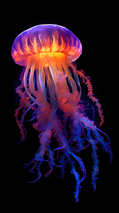 海洋深处的发光水母摄影图版权图片下载