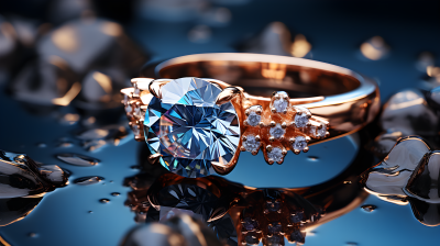 蓝宝石订婚钻石珠宝戒指摄影图