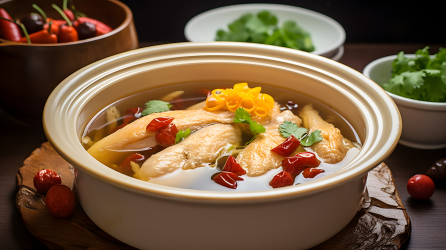 冬季养生鸡汤的美食摄影图
