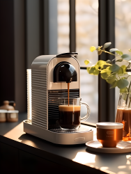 日式极简美学风格咖啡机的摄影图片
