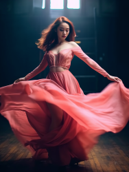 亚洲女性轻粉轻红晚装摄影图