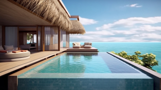 环境优美的度假别墅摄影