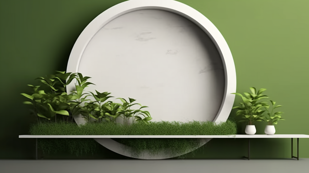 简约风格绿植装饰木盘摄影图版权图片下载