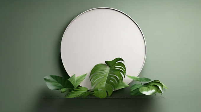 绿色架上的绿色植物摄影图