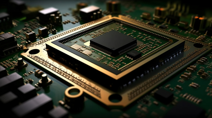 科技感存储芯片光影摄影图