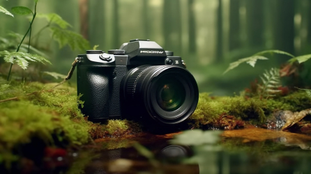 森林中的照相机摄影图片