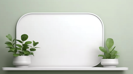绿墙白框展台植物摄影图片