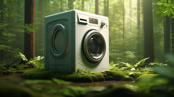  大自然森林中洗衣机摄影图片