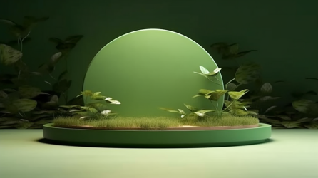 绿色植物展示台平面摄影图片