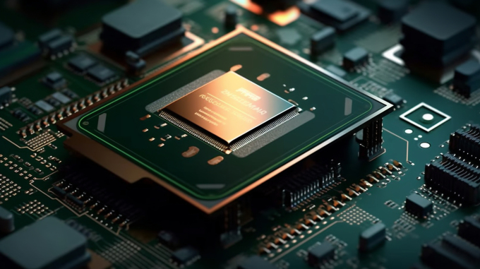 黑曜石与青铜之光，华丽环境下的CPU主板摄影图