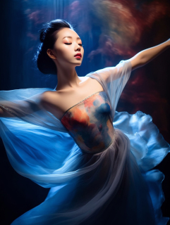 梦幻中国风舞者摄影图