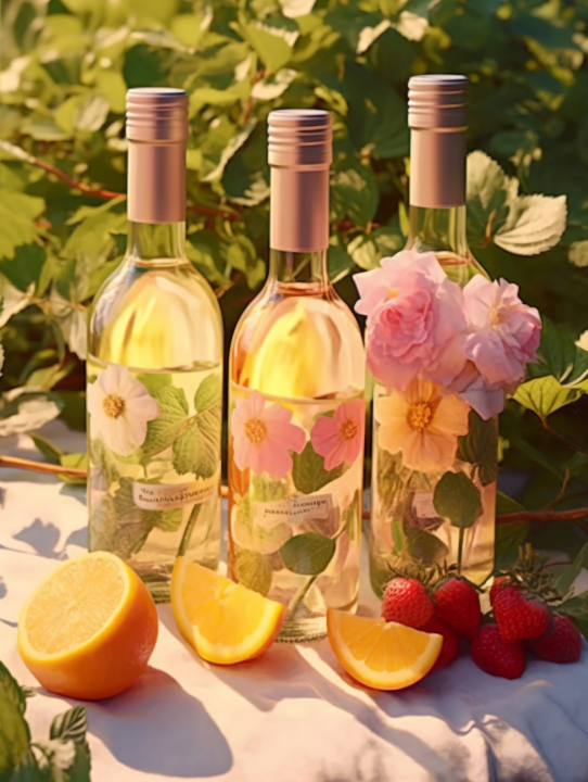 白葡萄酒与橙子摄影版权图片下载