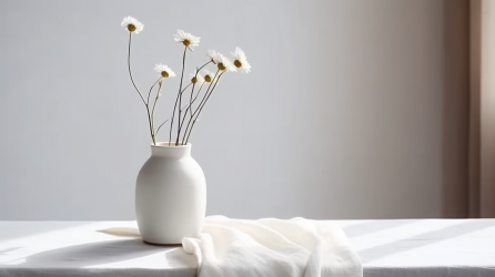 白花瓶纯净色彩极简装饰摄影图片