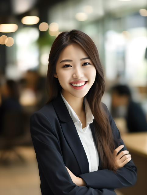 职场精英微笑的亚洲女性摄影图片