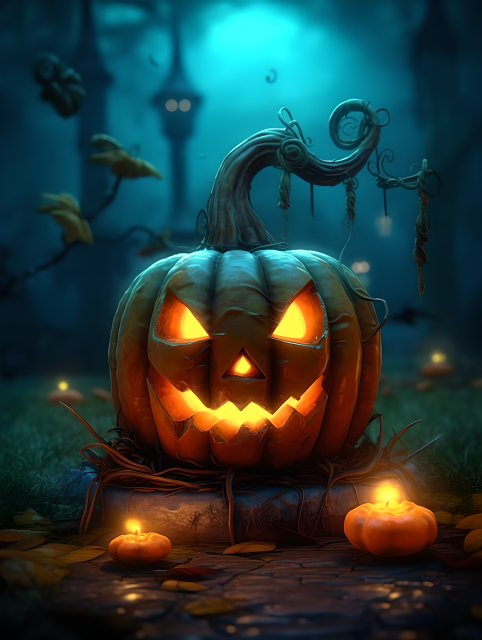 巨细无遗南瓜灯摄影图