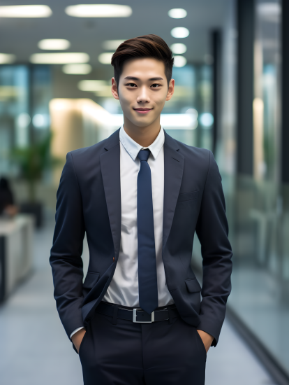 面带微笑的帅气男领导摄影图片