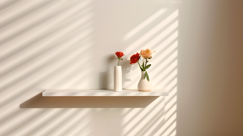 白色货架上的人工花摄影版权图片下载