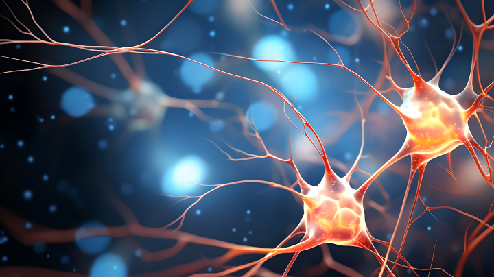 大脑神经元微观图像-光蓝色的专业灵感摄影图版权图片下载