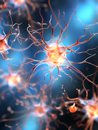 超现实脑神经纤维和神经元微观摄影图