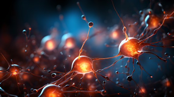 脑神经纤维和神经元的微观摄影图