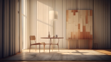 木椅白房间八面渲染风格摄影图