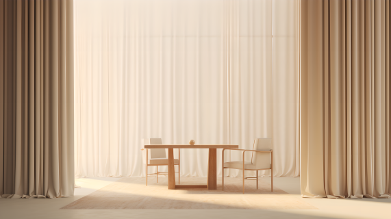 明亮木椅白房间八角渲染风格摄影图
