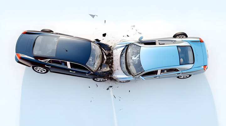 白色背景上两辆车碰撞的摄影版权图片下载